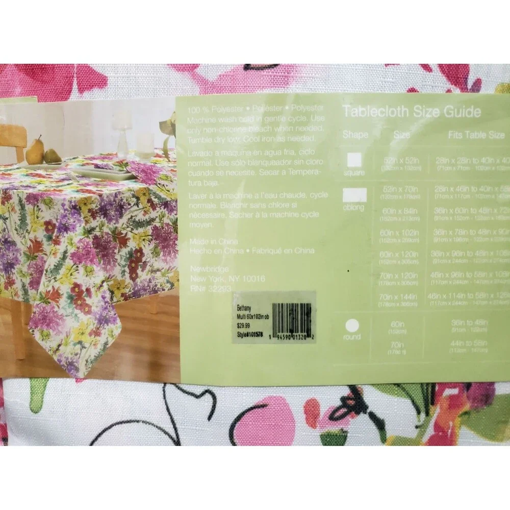 Printed Fabric Tablecloth, 60